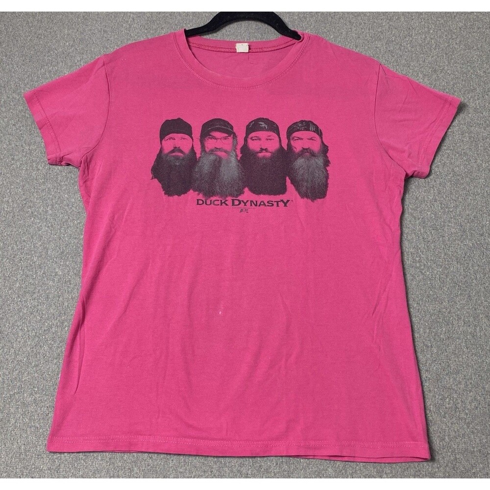 Tutlex Ladies DUCK DYNASTY T Shirt All Brothers Beards are Back Fuschia Sz TG